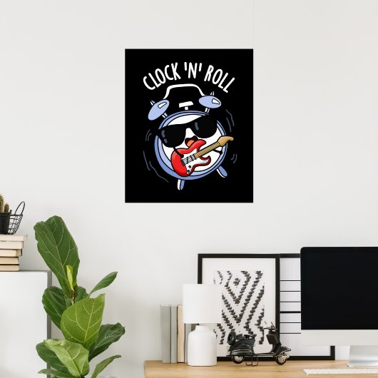 Uhr und Roll Funny Rock Puck Dark BG Poster (Heimbüro)