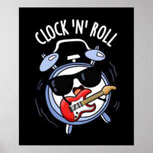 Uhr und Roll Funny Rock Puck Dark BG Poster