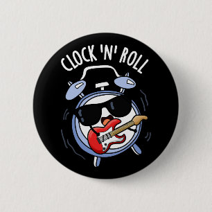 Uhr und Rollen Lustiger Fels-Wortwitz Dunkler Hint Button