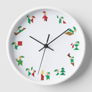 Uhr - Weihnachtselfen - Tangramme