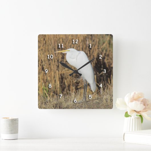 Uhr - Weißer Heron (Zuhause)