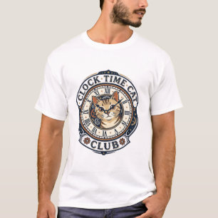 Uhr Zeit Katze Katze Grafik T-Shirt Kunst - Uhr Ze