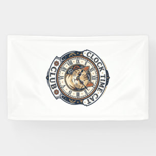 Uhr Zeit Katze Katze Grafik T-Shirt Kunst - Uhr Ze Banner