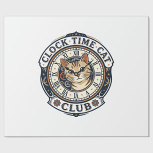 Uhr Zeit Katze Katze Grafik T-Shirt Kunst - Uhr Ze Geschenkpapier