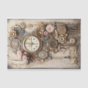 Uhren, Gänge, Blume und Ephemera Seidenpapier