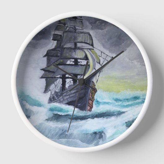 Uhren mit einem Schiff. Schiff auf einem stürmisch (Vorderseite)