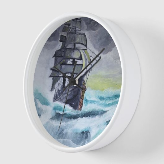 Uhren mit einem Schiff. Schiff auf einem stürmisch (Winkel)