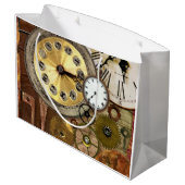 Uhren rostige alte Steampunk Kunst Große Geschenktüte (Rückseite Schrägansicht)