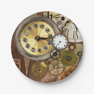 Uhren rostige alte Steampunk Kunst Pappteller