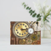 Uhren Rostige alte Steampunk-Kunst Postkarte (Stehend Vorderseite)