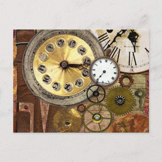 Uhren Rostige alte Steampunk-Kunst Postkarte (Vorderseite)