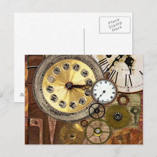 Uhren Rusty Old Steampunk Art Postkarte (Vorne/Hinten)