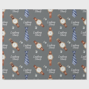 Uhren und Krawatte von Natasha Us Geschenkpapier