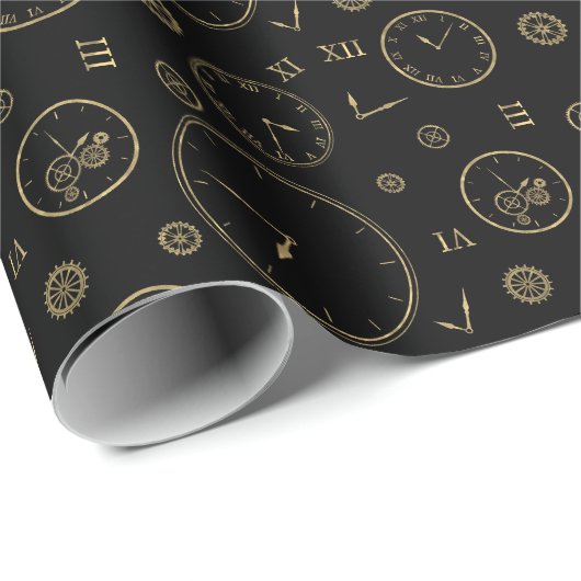 Uhren & Zahnräder Geschenkpapier (Rolleneckpunkt)