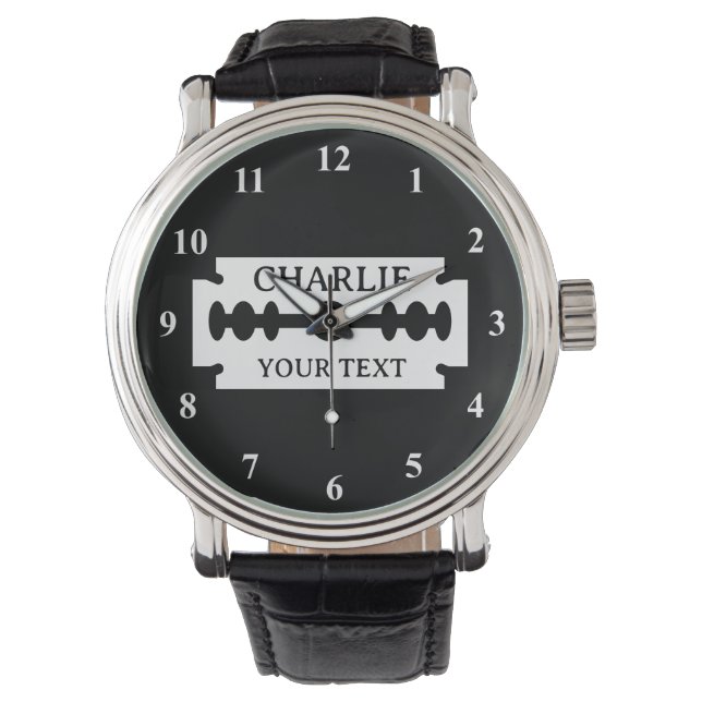 Uhrenarmband mit Rasierklingen-Logo Armbanduhr (Vorderseite)