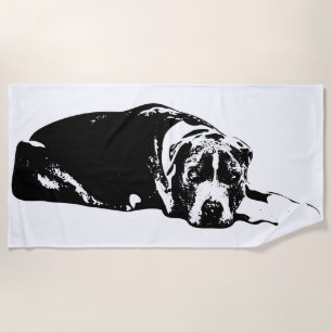 Uhrenarmtuch Pitbull Mix Schwarz/Weiß Strandtuch
