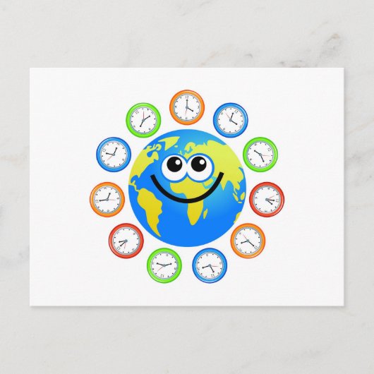 Uhrenglobe Postkarte (Vorderseite)