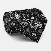 Uhrenteile Zeitmuster schwarze Nackenhalterung Krawatte (Gerollt)