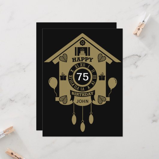 Uhrenzeit 75. Geburtstag Karte (Vorderseite/Rückseite Beispiel)