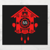 Uhrenzeit Happy 55. Geburtstag Schaumweinetikett (Einzelnes Label)