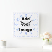 Uhrschablone - Quadrat numeriertes Blau - addieren Quadratische Wanduhr (Zuhause)