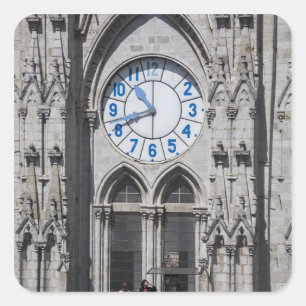 Uhrtürme an der Nationalbasilika, Ecuador Quadratischer Aufkleber