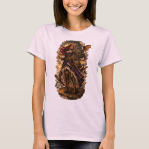 Uhrturmprinzessin und mechanischer Drache Steampun T-Shirt
