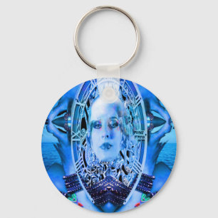 Uhrwerk Blau Schlüsselanhänger