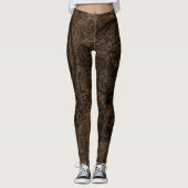 Uhrwerk-Collage Brown Leggings (Vorderseite)