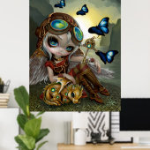 Uhrwerk Dragonling Steampunk Drachenmärchen Kunst Poster (Heimbüro)