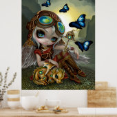 Uhrwerk Dragonling Steampunk Drachenmärchen Kunst Poster (Küche)
