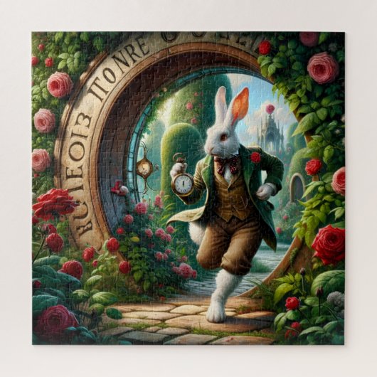 Uhrwerk-Hase durch das Rosentor Puzzle (Vertikal)