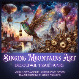 Uhrwerk Hummingbird Luft Steampunk Decoupage Seidenpapier