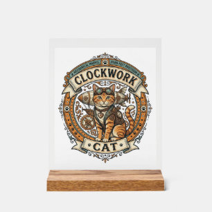 Uhrwerk Katze Steampunk Vintage Vektor Kunst Shi Acrylschild