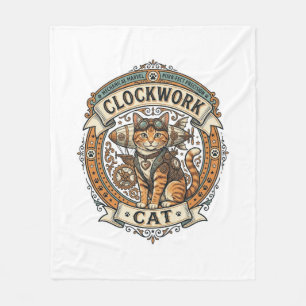 Uhrwerk Katze Steampunk Vintage Vektor Kunst Shi Fleecedecke