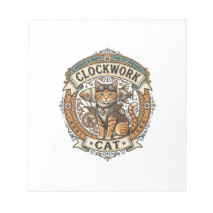 Uhrwerk Katze Steampunk Vintage Vektor Kunst Shi Notizblock