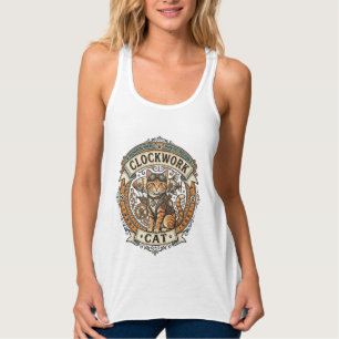 Uhrwerk-Katze Steampunk Vintage Vektor Kunst Shi Tank Top