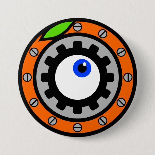 Uhrwerk Orange Button (Vorderseite)