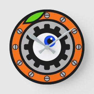 Uhrwerk Orange Runde Wanduhr