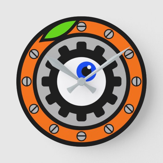 Uhrwerk Orange Runde Wanduhr (Vorderseite)