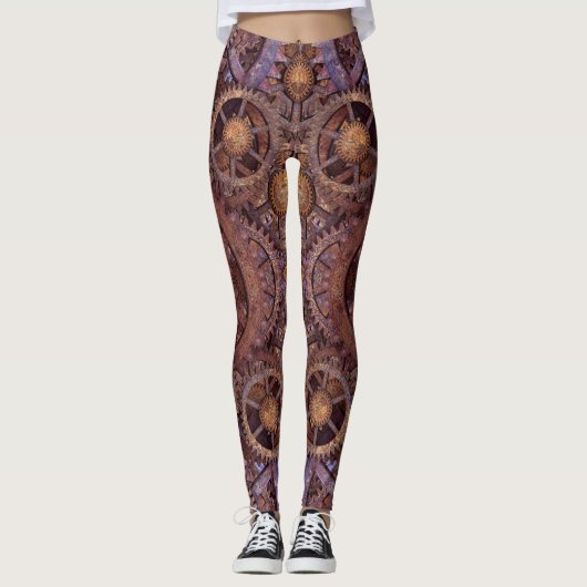 Uhrwerk Vintages industrielles Steampunk Leggings (Vorderseite)