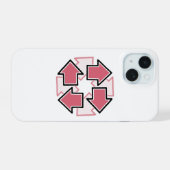Uhrzeigersinn-Pfeile Minimale Geometrie Rot iPhone 15 Hülle (Rückseite (Horizontal))