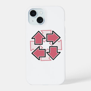 Uhrzeigersinn-Pfeile Minimale Geometrie Rot iPhone 15 Hülle