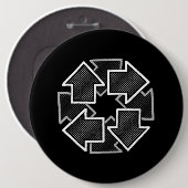 Uhrzeigersinn-Pfeile Minimale Geometrische Schwarz Button (Vorne & Hinten)