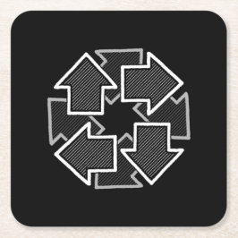 Uhrzeigersinn-Pfeile Minimale Geometrische Schwarz Rechteckiger Pappuntersetzer