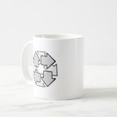 Uhrzeigersinn-Pfeile Minimales Geometrisches Weiß  Kaffeetasse (Vorderseite Links)