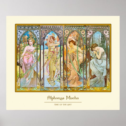 Uhrzeit, Alphonse Mucha Poster (Vorne)
