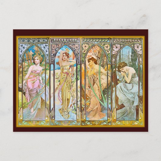 Uhrzeit, Alphonse Mucha Postkarte (Vorderseite)