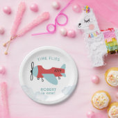 Uhrzeit Fliegt Flugzeug zum Geburtstag Pappteller (Party)