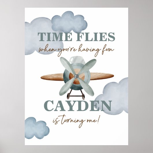 Uhrzeit Fliegt Flugzeug zum Geburtstag Poster (Vorne)